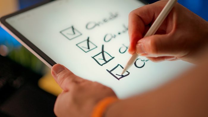 A checklist being ticked off